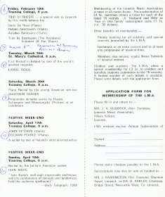 Programme for the Limerick Music Association Season 1970-1971.  (Page 3 of 5)